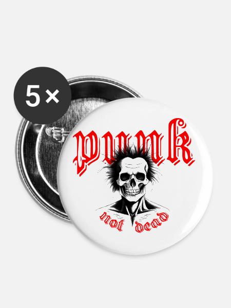 Punk nicht tot - Buttons groß 56 mm (5er Pack) - Weiß