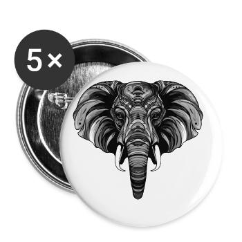 Elefant Portrait - Buttons groß 56 mm (5er Pack) - Weiß - Vorne