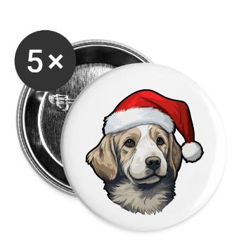 Dog Christmas Dogs Winter Pets Animal - Buttons large 2.2''/56 mm (5-pack) - white - Front