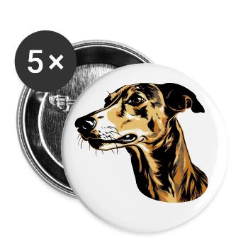 Greyhound Dog Head Animal - Buttons large 2.2''/56 mm (5-pack) - white - Front