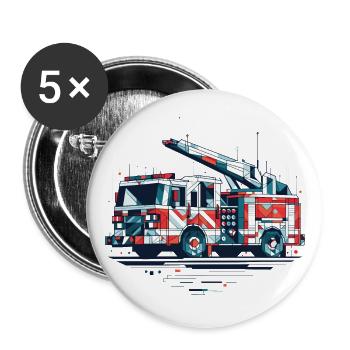 Polygon Fire Truck with Turntable Ladder Fire Brigade - Buttons large 2.2''/56 mm (5-pack) - white - Front