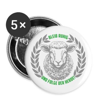 Schaf bleib ruhig und folge der Herde - Buttons groß 56 mm (5er Pack) - Weiß - Vorne