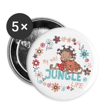 Ma vie sauvage dans la jungle - Lot de 5 grands badges (56 mm) - blanc - Devant