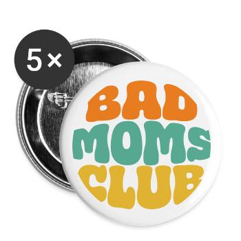 bad moms club retro logo kreis - Buttons groß 56 mm (5er Pack) - Weiß - Vorne
