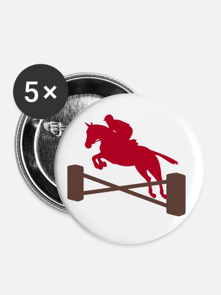 springreiten - Buttons groß 56 mm (5er Pack) - Weiß