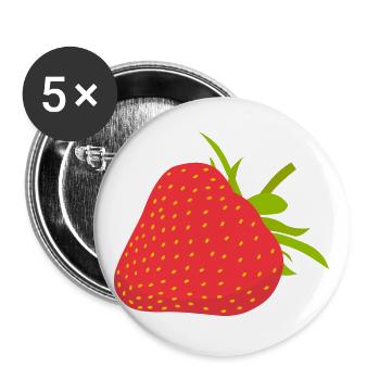 Fraise - Lot de 5 grands badges (56 mm) - blanc - Devant