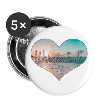 Warnemünde Herz | Yolo-Artwork - Buttons groß 56 mm (5er Pack) - Weiß - Vorne
