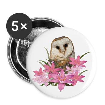 Schleiereule - Buttons groß 56 mm (5er Pack) - Weiß - Vorne