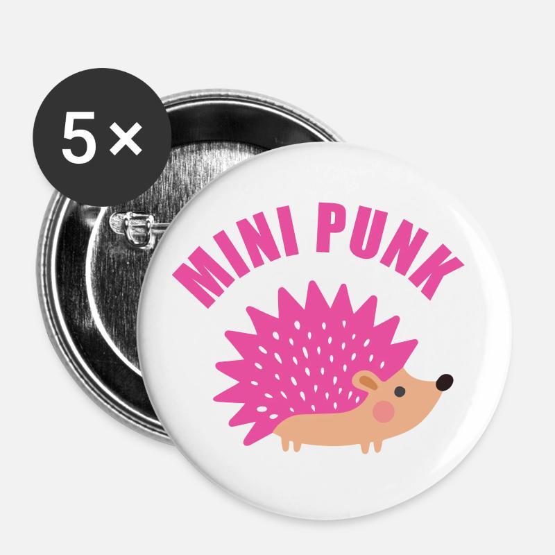 PINK HEDGEHOG - Buttons large 2.2''/56 mm (5-pack) - white