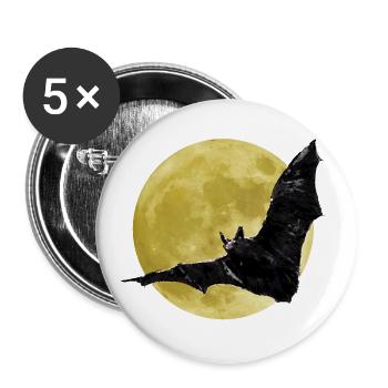 Fledermaus Mondschein Mond Mystik Bat Nacht - Buttons groß 56 mm (5er Pack) - Weiß - Vorne