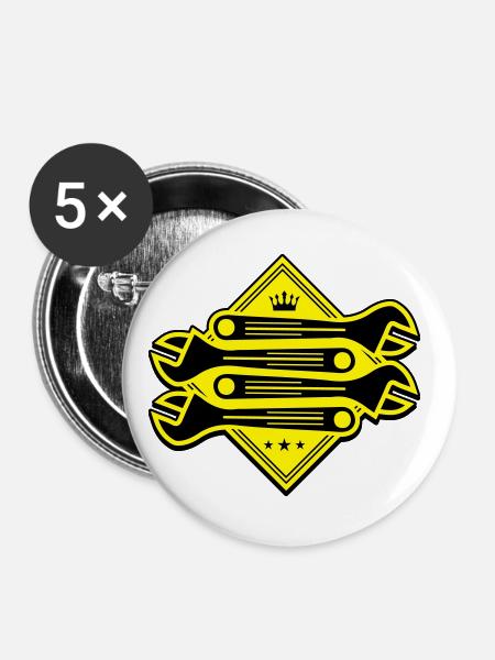 schraubenschlüssel - Buttons groß 56 mm (5er Pack) - Weiß