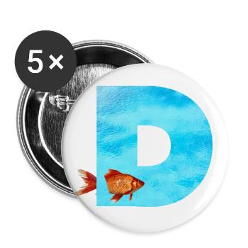 poisson rouge d - Lot de 5 grands badges (56 mm) - blanc - Devant