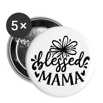 blessed mama - Buttons large 2.2''/56 mm (5-pack) - white - Front