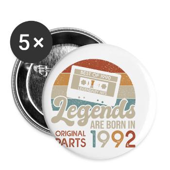 legends 1992 born in 1992 anniversary 30 years - Buttons large 2.2''/56 mm (5-pack) - white - Front
