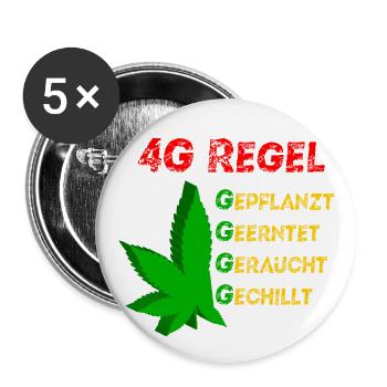 4G REGEL Canabis - Buttons groß 56 mm (5er Pack) - Weiß - Vorne
