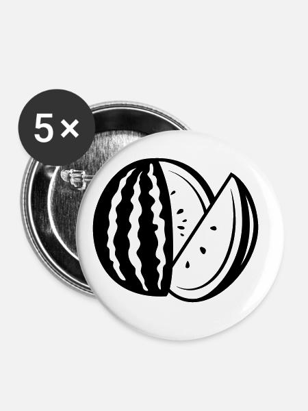 Melone Frucht - Buttons groß 56 mm (5er Pack) - Weiß