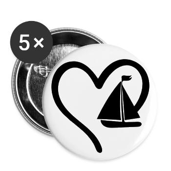 Voilier Coeur - Lot de 5 grands badges (56 mm) - blanc - Devant