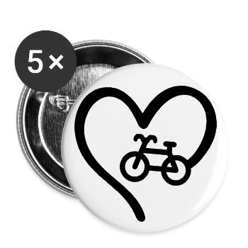 Fahrrad Herz Fahrradfahrer Liebe - Buttons groß 56 mm (5er Pack) - Weiß - Vorne