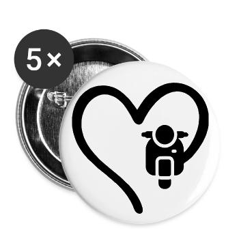Scooter Heart Scooter - Buttons large 2.2''/56 mm (5-pack) - white - Front