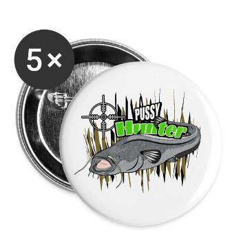 Chasseur de poisson-chat - Lot de 5 grands badges (56 mm) - blanc - Devant