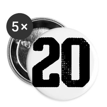 20 Zahl Trikot - Buttons groß 56 mm (5er Pack) - Weiß - Vorne