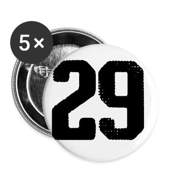 29 Zahl Trikot - Buttons groß 56 mm (5er Pack) - Weiß - Vorne