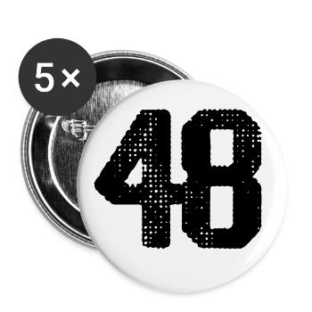 48 Zahl Trikot - Buttons groß 56 mm (5er Pack) - Weiß - Vorne