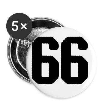 66 Zahl Trikot - Buttons groß 56 mm (5er Pack) - Weiß - Vorne