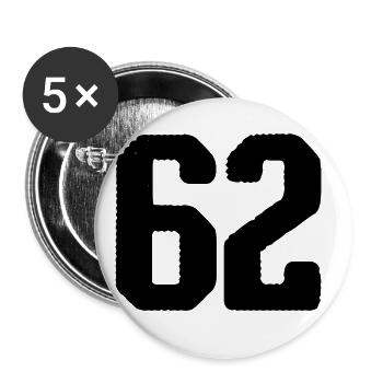 62 Zahl Trikot - Buttons groß 56 mm (5er Pack) - Weiß - Vorne