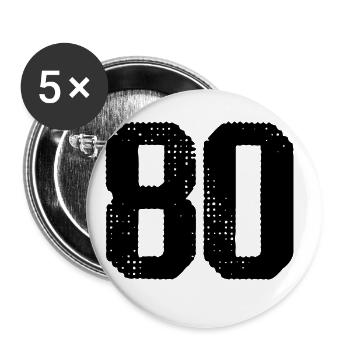 80 Zahl Trikot - Buttons groß 56 mm (5er Pack) - Weiß - Vorne