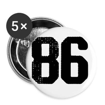 86 Zahl Trikot - Buttons groß 56 mm (5er Pack) - Weiß - Vorne