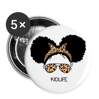 Afro Kid Life Leopard - Buttons large 2.2''/56 mm (5-pack) - white - Front