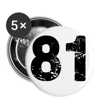 81 Zahl Trikot - Buttons groß 56 mm (5er Pack) - Weiß - Vorne