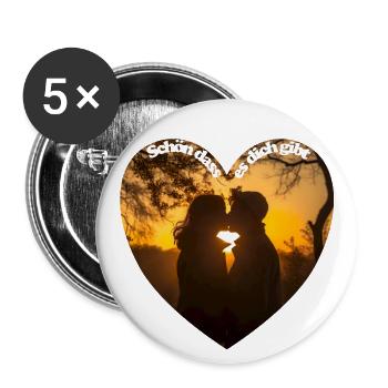 Schön dass es dich gibt, sagen zwei Verliebte - Buttons groß 56 mm (5er Pack) - Weiß - Vorne