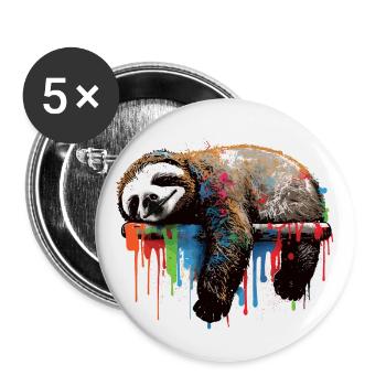 Graffiti Sloth - Buttons large 2.2''/56 mm (5-pack) - white - Front