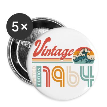 1964 Birthday Gift Born in 1964 - Buttons large 2.2''/56 mm (5-pack) - white - Front