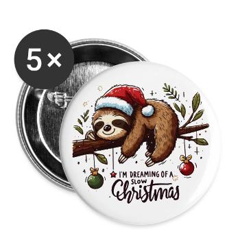 Faultier Sloth I'm dreaming of a slow Christmas - Buttons large 2.2''/56 mm (5-pack) - white - Front
