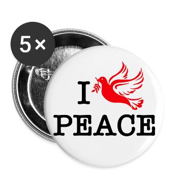 I love peace - Buttons large 2.2''/56 mm (5-pack) - white - Front