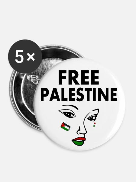 Free palestine - Buttons groß 56 mm (5er Pack) - Weiß