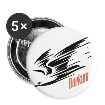 Borkum Sturzflug Tiefflieger Möwe Urlaub T-Shirt - Buttons groß 56 mm (5er Pack) - Weiß - Vorne