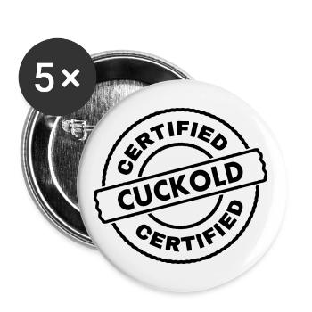 certified cuckold - Lot de 5 grands badges (56 mm) - blanc - Devant