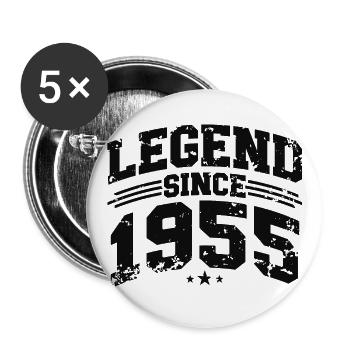 Légende depuis 1955 Cadeau d’anniversaire vintage - Lot de 5 grands badges (56 mm) - blanc - Devant