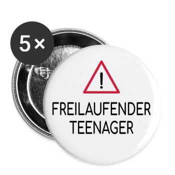 Achtung Freilaufender Teenager - Buttons groß 56 mm (5er Pack) - Weiß - Vorne