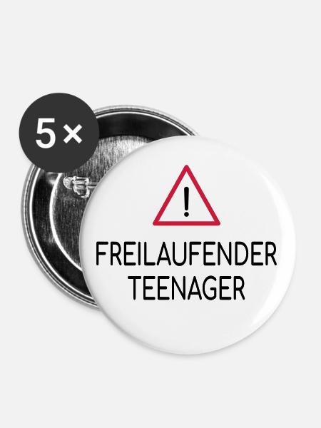 Beware of free-roaming teenagers - Buttons large 2.2''/56 mm (5-pack) - white