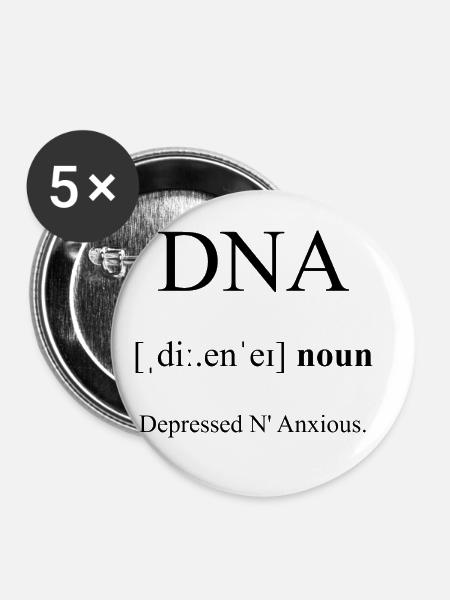 DNA Definition Dictionary - Buttons groß 56 mm (5er Pack) - Weiß