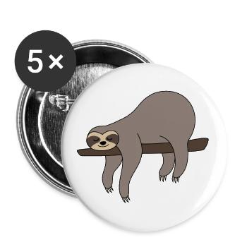 Sloth sleeping on branch sloth gray funny lazy - Buttons large 2.2''/56 mm (5-pack) - white - Front