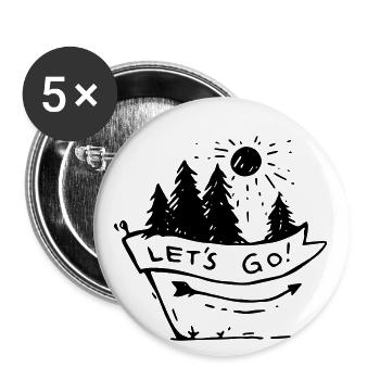 Berge Wandern Natur Outdoor Hiking - Buttons groß 56 mm (5er Pack) - Weiß - Vorne