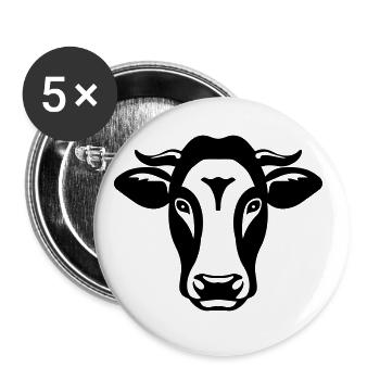 cow head - Buttons large 2.2''/56 mm (5-pack) - white - Front