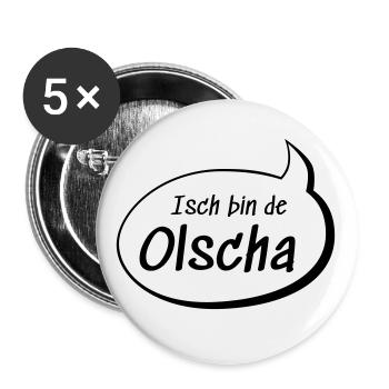 Isch bin de Olscha Olga auf sächsisch lustig - Buttons groß 56 mm (5er Pack) - Weiß - Vorne