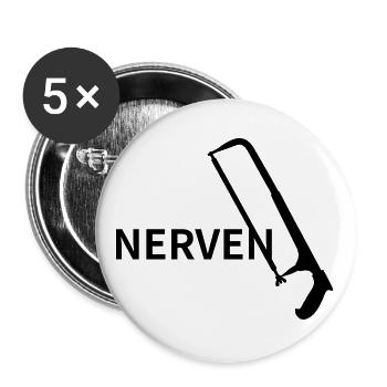 Nervensäge Nerven Säge Vector Farbe frei wählbar - Buttons groß 56 mm (5er Pack) - Weiß - Vorne